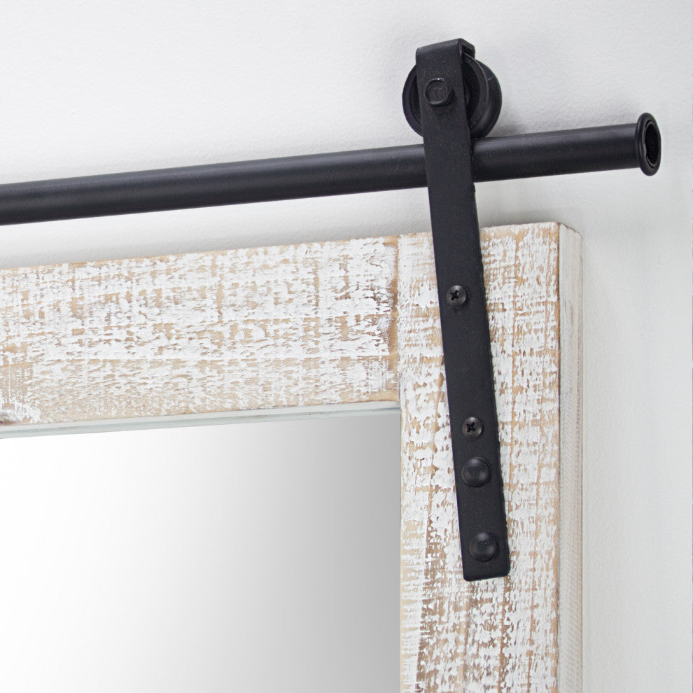 Wood Hanging Barn Door Wall Mirror
