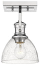 7" 1 Light Semi-Flush Mount, Chrome With Seeded Glass