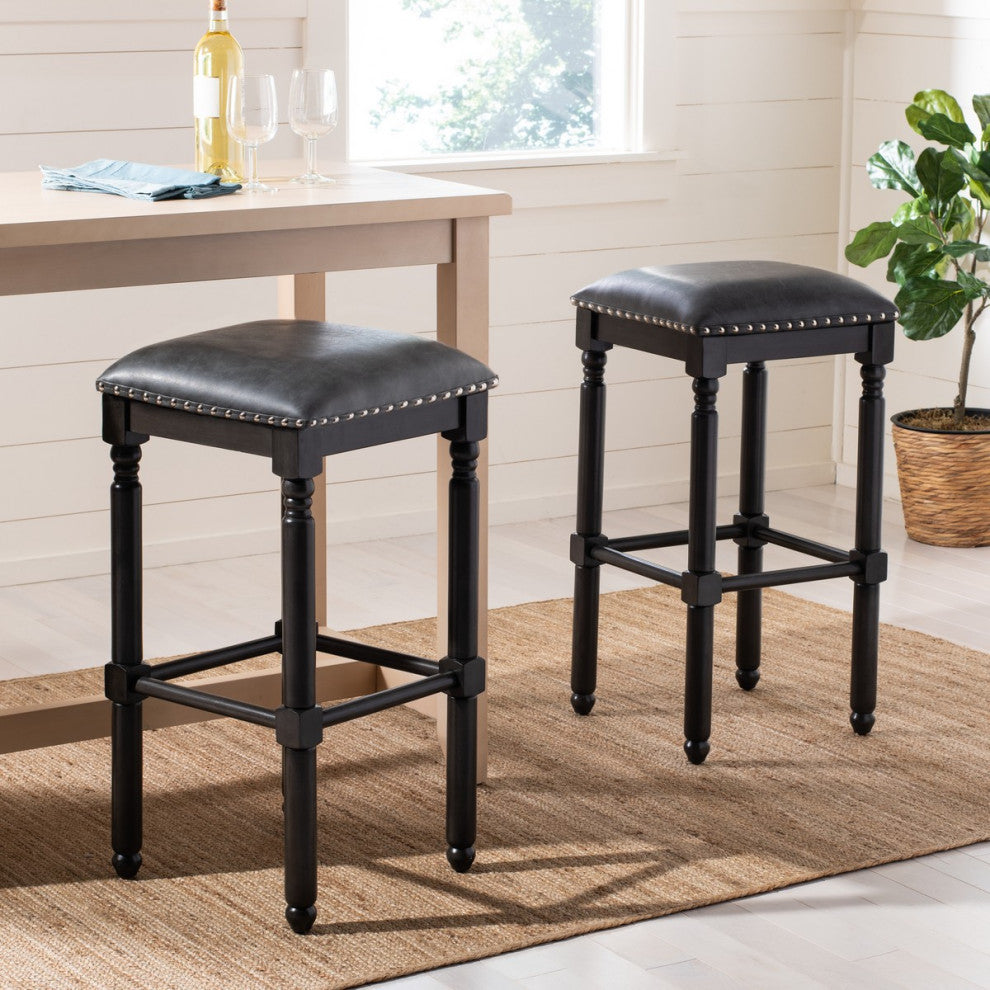 Safavieh Preston Bar Stool, Grey/Grey Walnut