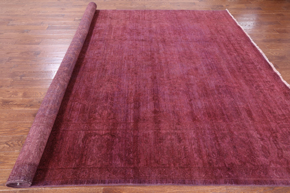 8' 10" X 11' 9" Overdyed Full Pile Handmade Wool Rug - Q12715