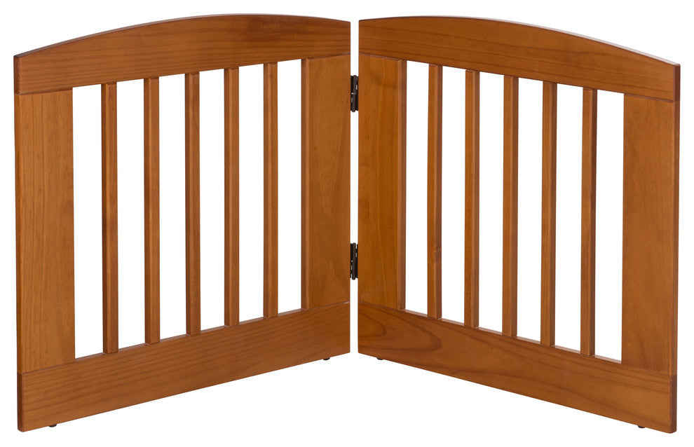 Ruffluv 2 Panel Expansion Pet Gate, Medium 24", Chestnut