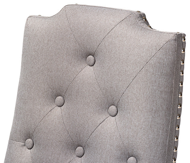 Dylin Modern and ContemporaryGray Button Tufted Wood Dining Chair Set of 2