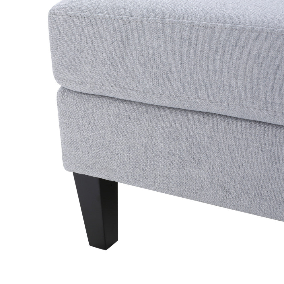 GDF Studio Carolina Fabric Sectional Couch With Storage Ottoman, Light Gray
