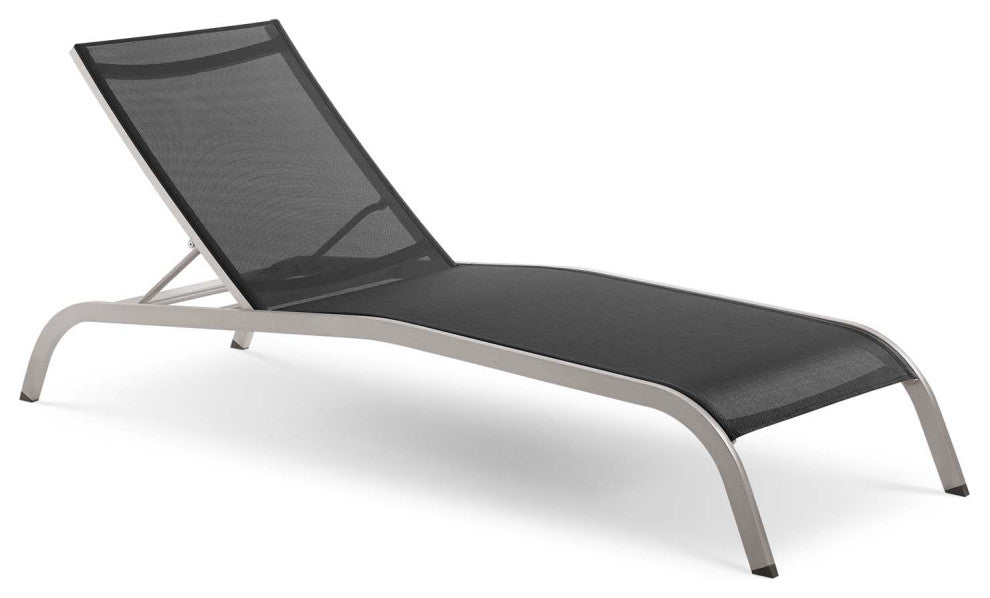 Savannah Outdoor Patio Mesh Chaise Outdoor Patio Lounge Chair Black