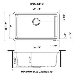 Ruvati RVG2310BK 30" Granite Composite Workstation Dual Mount Kitchen Sink