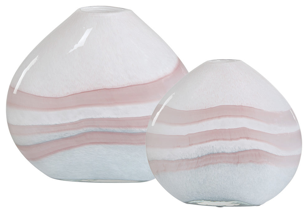 Uttermost Blush Swirl Glass Vases, S/2