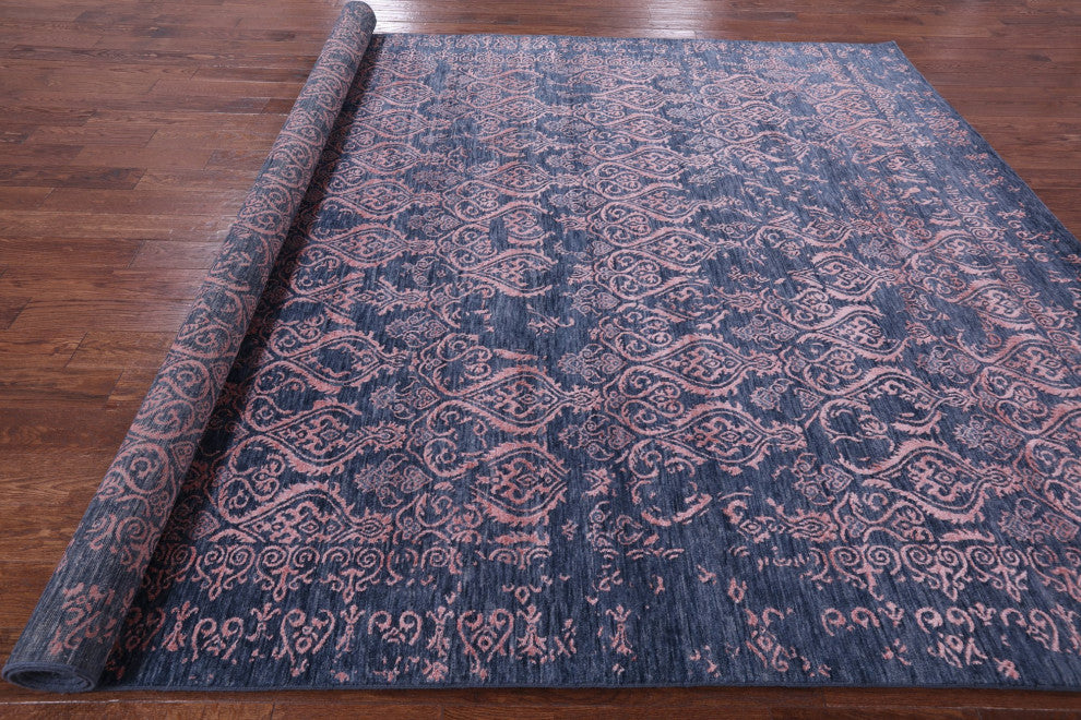 Modern Hand-Knotted Wool and Silk Rug 9' 1" X 12' 5" Q7053