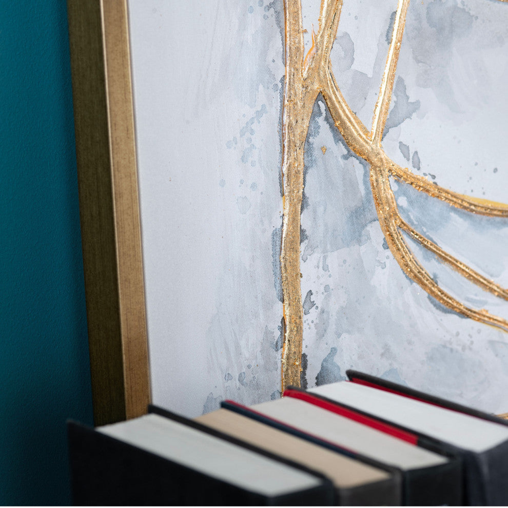 Gilded Lines Canvas Wall Art With Gold Frame