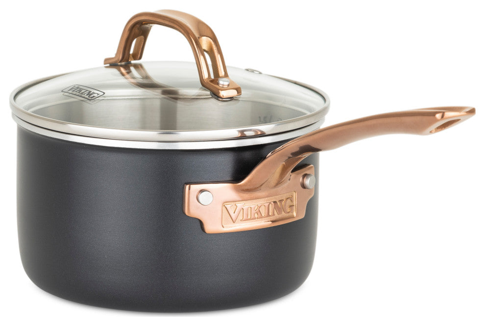 3-Ply 11-Piece Cookware Set, Black With Copper PVD Handle