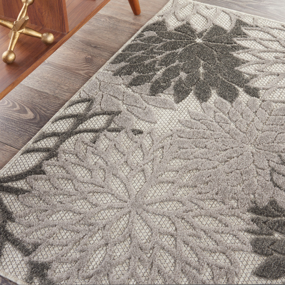 Nourison Aloha 3' x 5' Silver Grey Tropical Area Rug