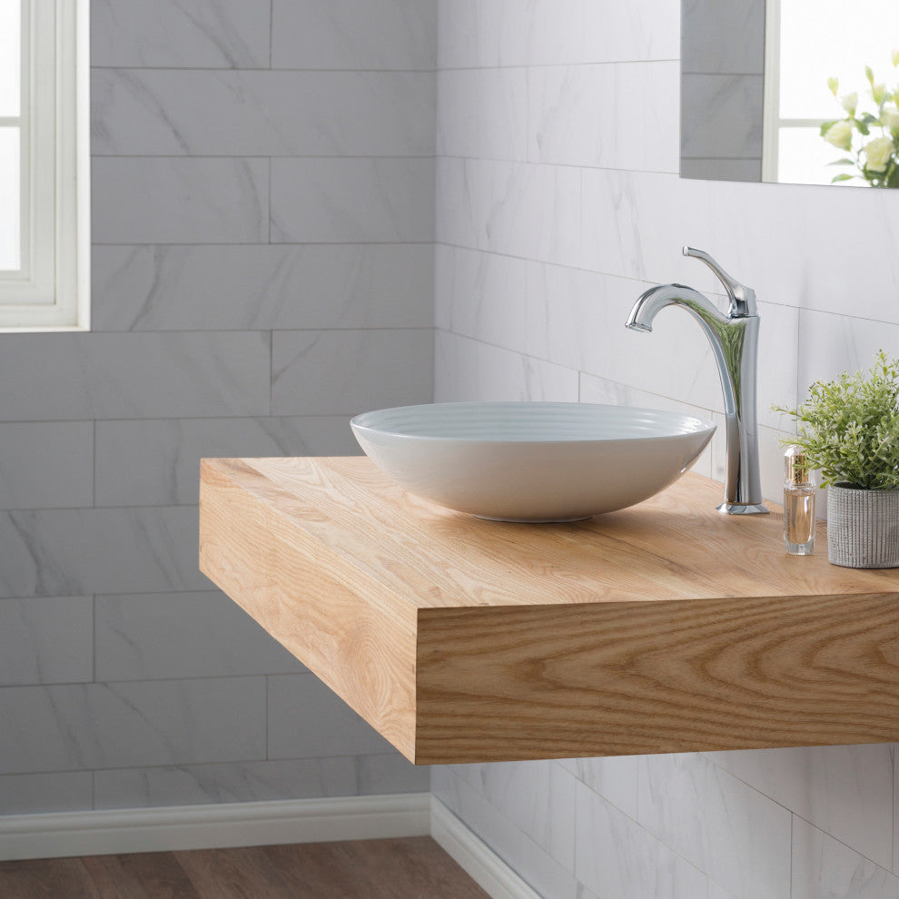 Viva Ceramic Round Vessel Bathroom Sink, White