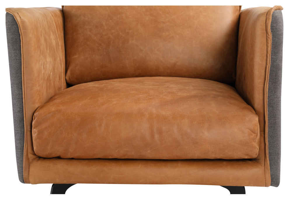 Mid - Century Modern Messina Leather Arm Chair Cognac - Brown