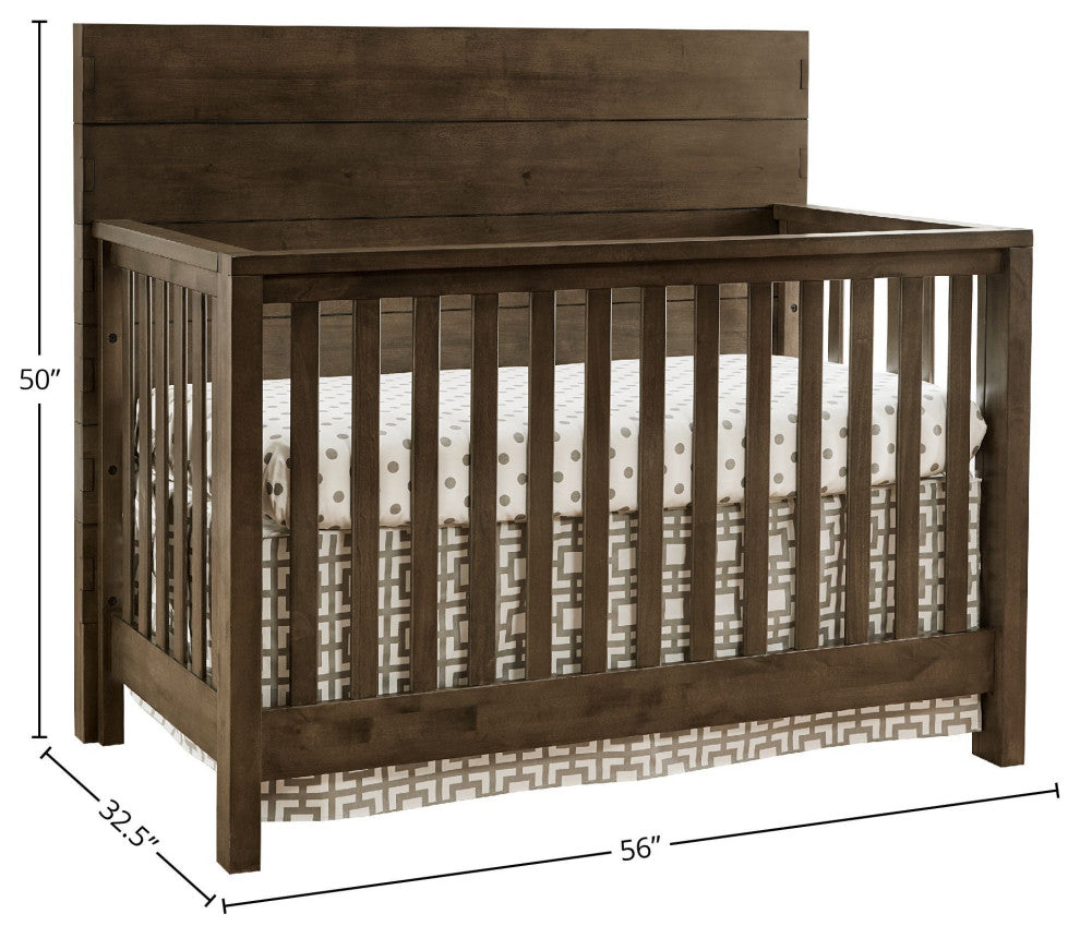 Dovetail 56"W Wood Convertible Crib, Graphite
