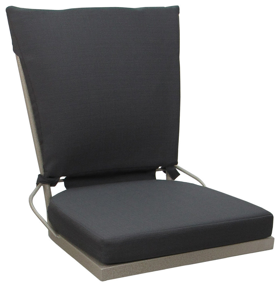 Outdoor/Indoor Patio Swivel Dining Chair Jamey Without Arms, Dark Gray Linen - Beige