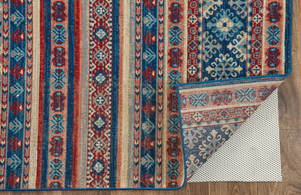 Weave & Wander Kezia Rug, Classic Blue/Ochre Red, 10ft x 13ft-2in