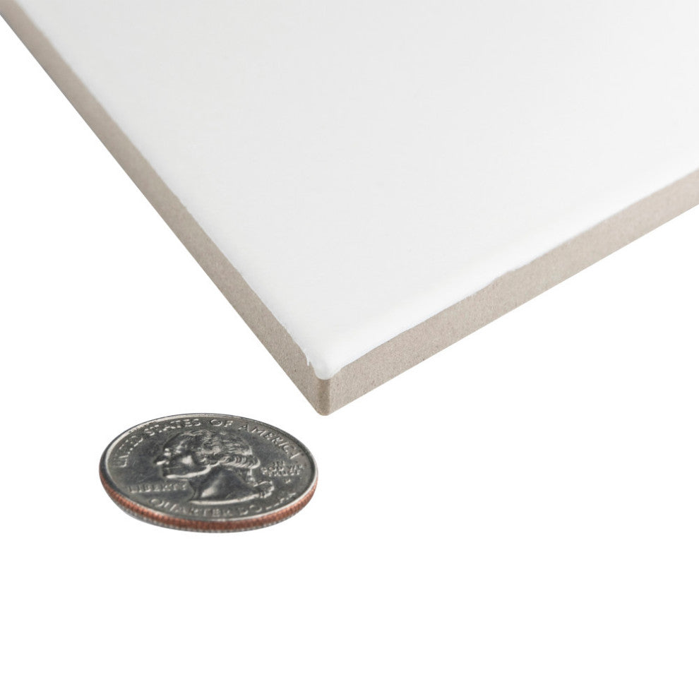 Rhombus Porcelain Tile, Smooth White