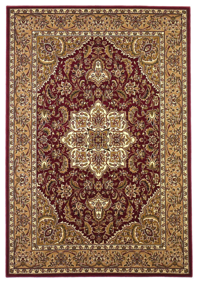 HomeRoots 7' x 10' Polypropylene Red or Beige Area Rug
