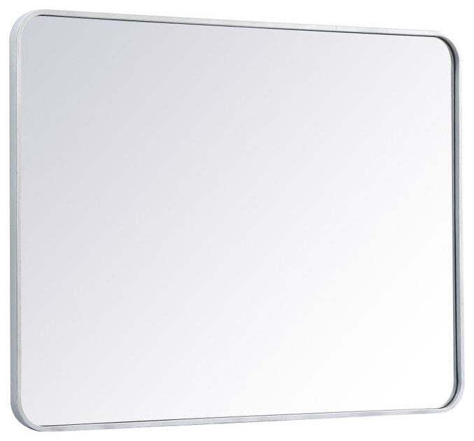Ellis Soft Corner Metal Rectangular Mirror, Silver, 30"x40"