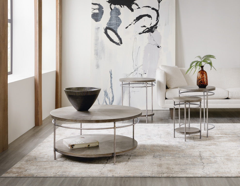 Round Cocktail Table, Golden Brown