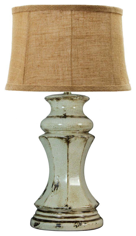 Fangio Lighting 29" Ceramic Table Lamp, Aged Transparent Grey Crackle