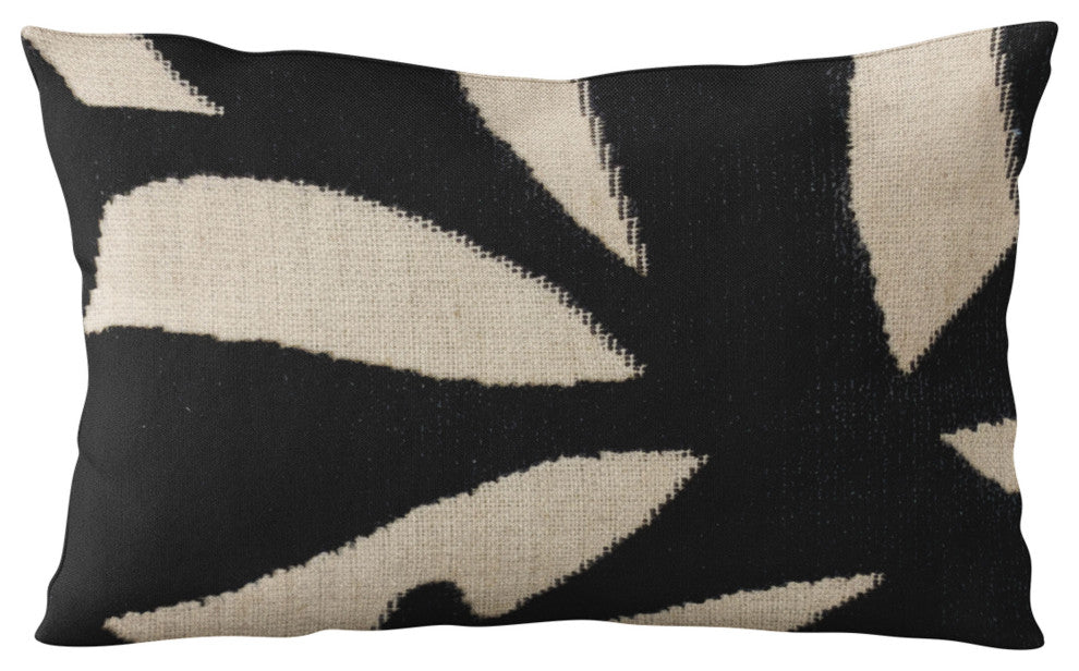 Plutus Black Palm Floral Luxury Throw Pillow, 22"x22"
