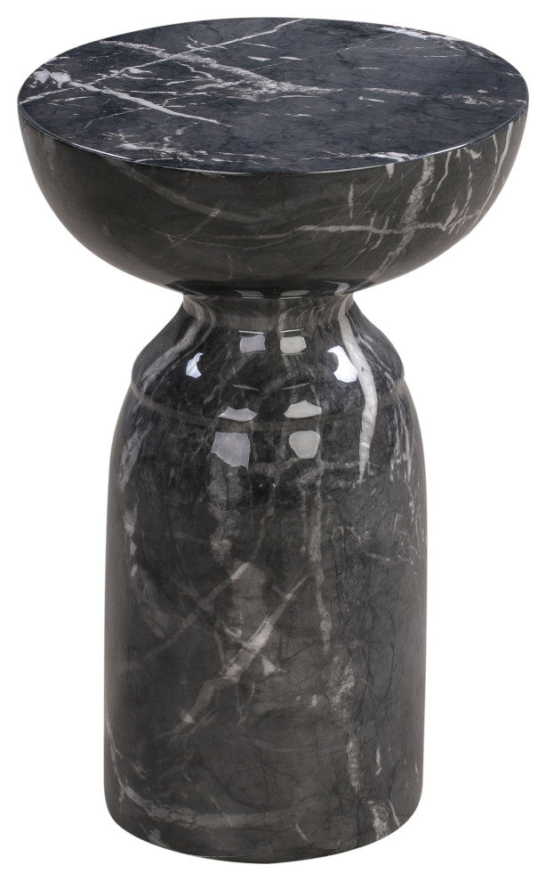 Rue Concrete With Marble Finish Side Table, Black