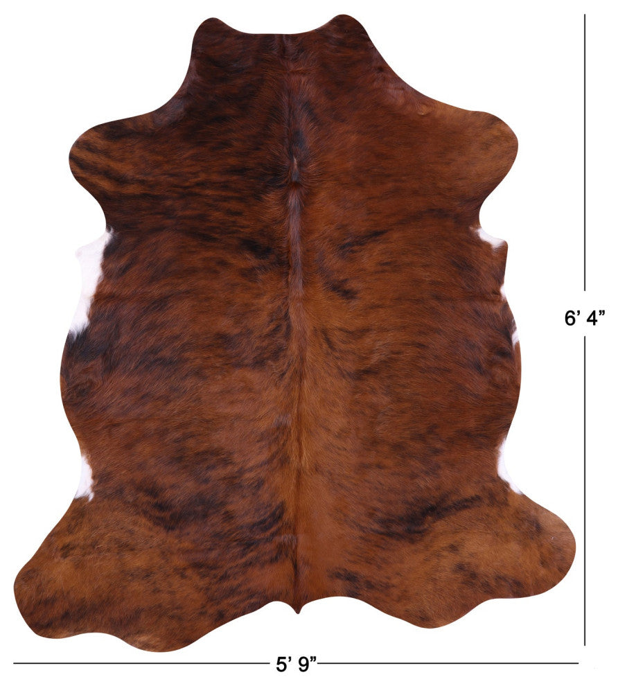 6' 4" X 5' 9" Brindle Natural Cowhide Rug C1893