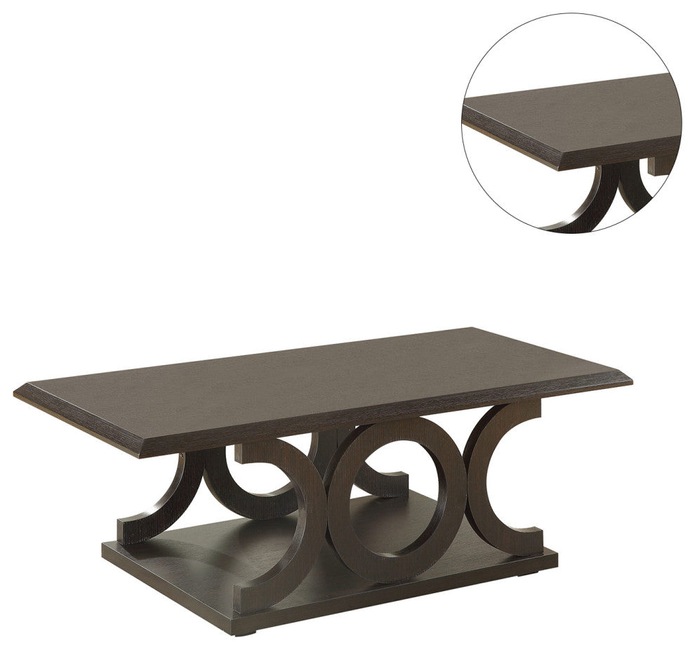 C-Shape Base Coffee Table, Cappuccino