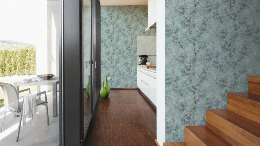 Sample, Floral Textured Wallpaper Featuring Tree Branches And Leaves, 374203
