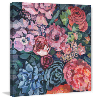 "Vibrant Floral" Painting Print on Wrapped Canvas, 18"x18"