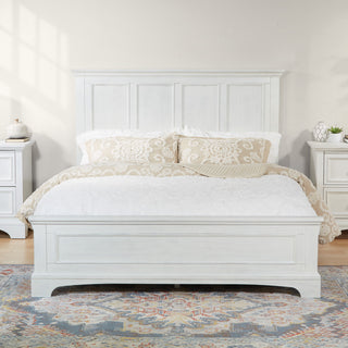 Farmhouse Basics Queen Bed Set 3/CTN, Rustic White Finish