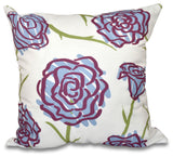 Spring Floral 1, Floral Print Pillow, Blue, 18"x18"