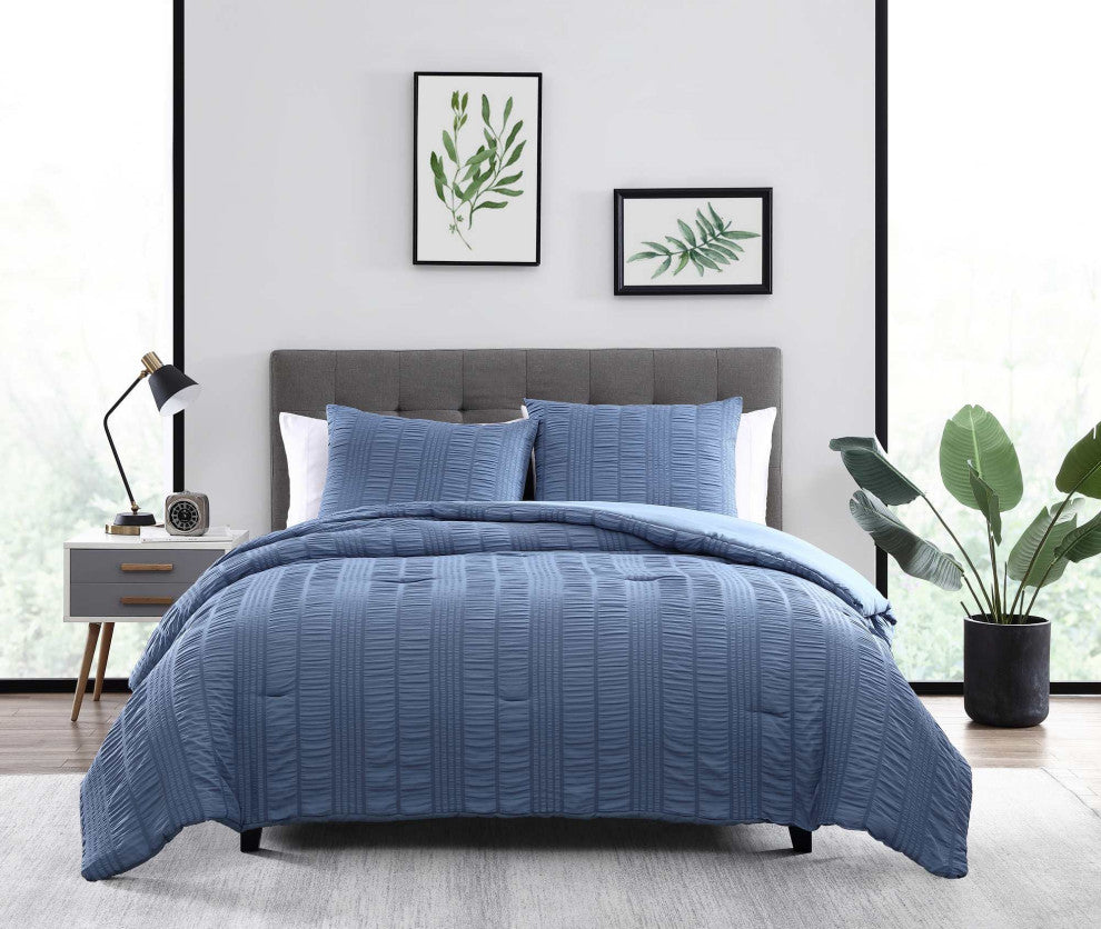The Nesting Company Elm 3 Piece Comforter Set - King - Blue