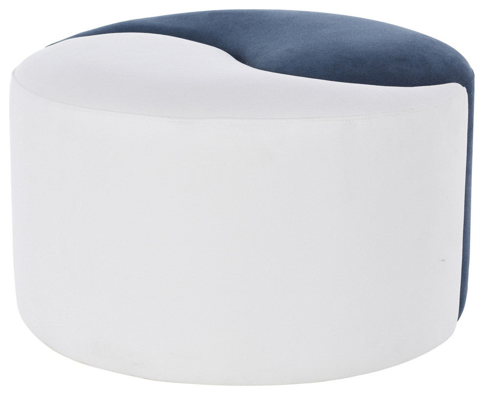 Dann Foley Pouf Ottoman Yin Yang Functional Two Piece White, Navy Blue