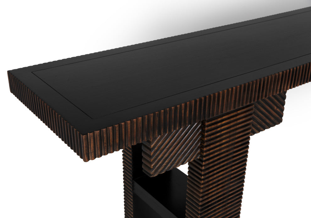 Noir Furniture Nabu Console With Light Brown Trim