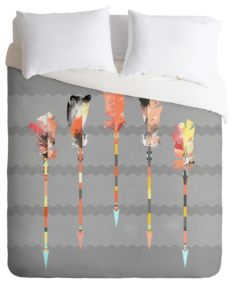 Deny Designs Iveta Abolina Gray Pastel Feathers Duvet Cover - Lightweight