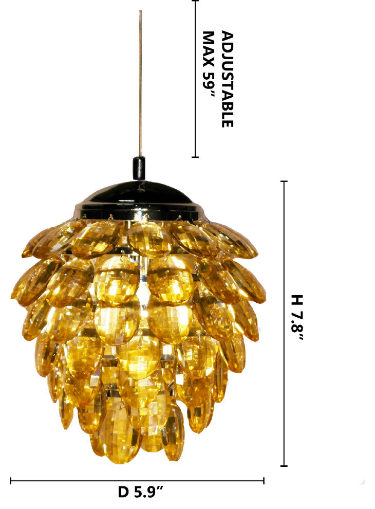 Crystal Pineapple Single Pendant Light, Amber