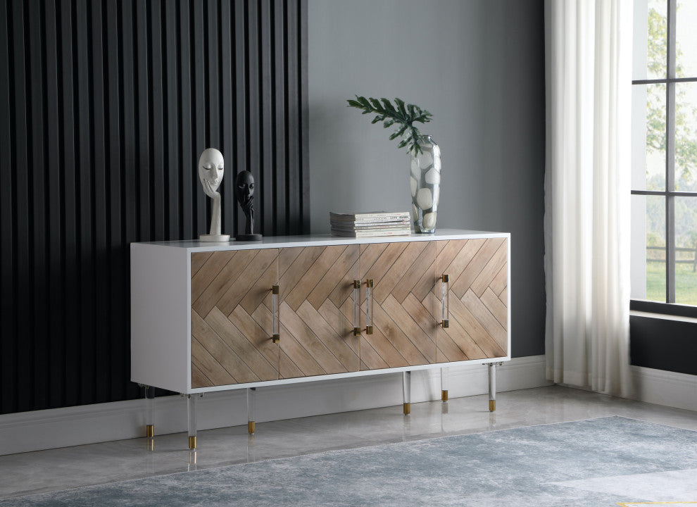 Jive White Lacquer and Acrylic Sideboard / Buffet