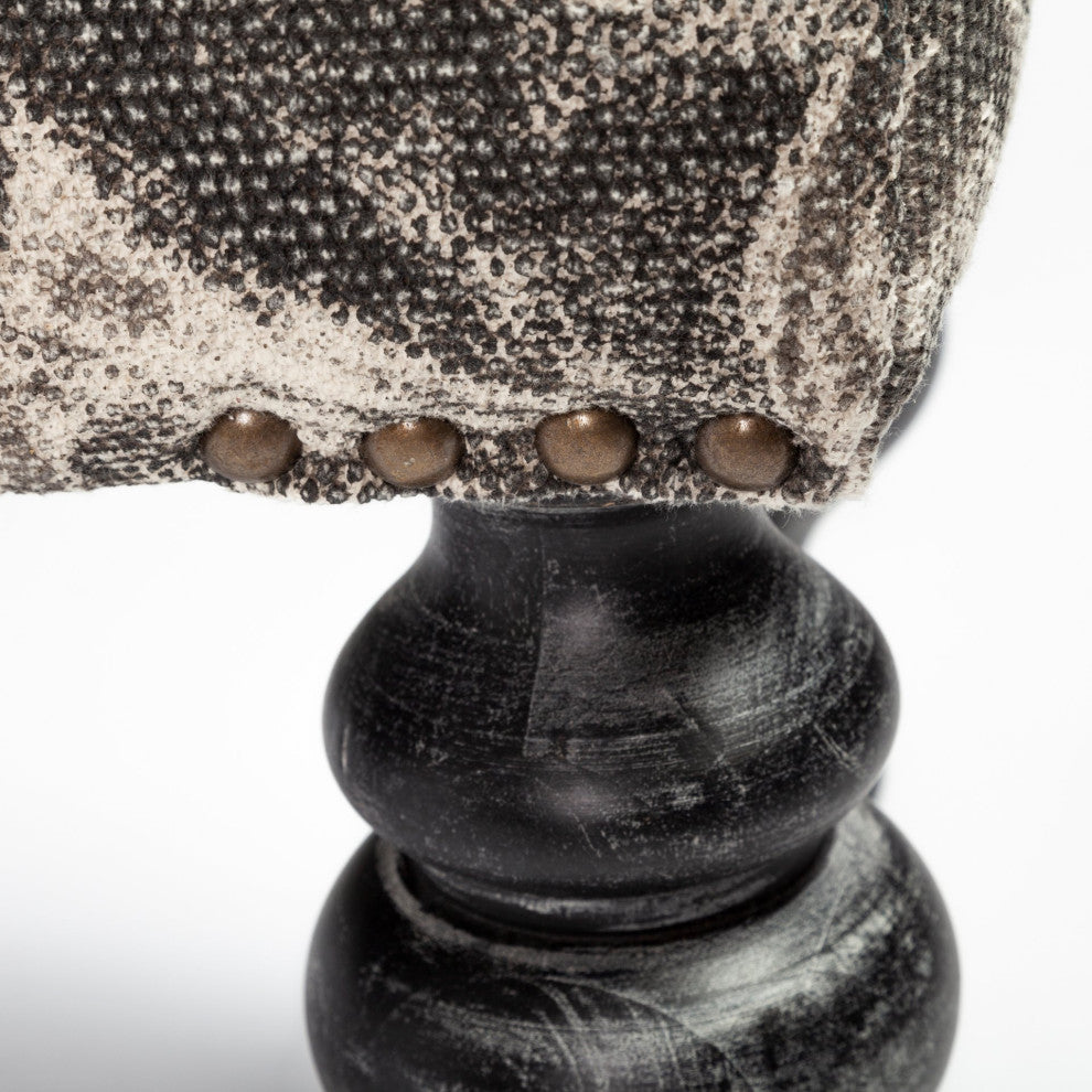 Alhambra Gray Upholstered Seat With Black Solid Wood Legs Accent Bench