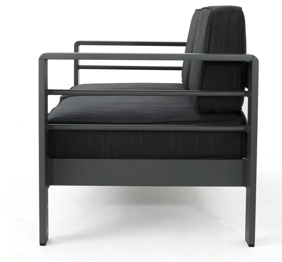 Crested Bay Outdoor Aluminum Loveseat, Gray + Dark Gray