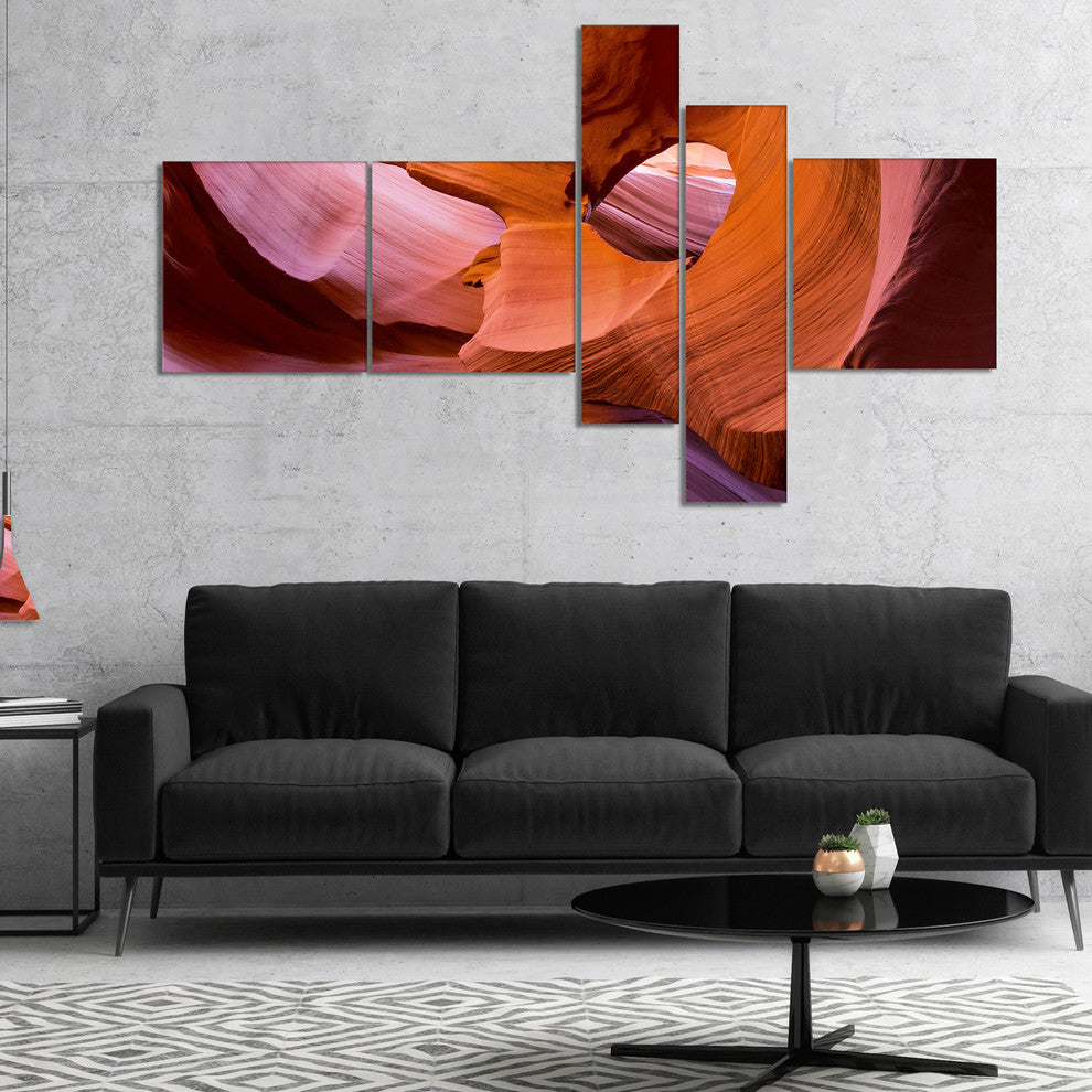 Antelope Canyon Sandstone Waves, Landscape Photo Canvas Print, 60"x32", 5 panels