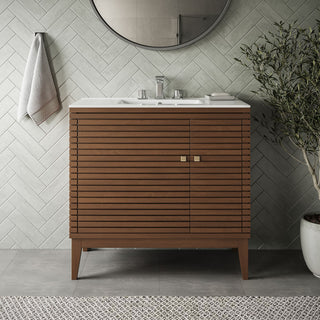 Ledger 36" Bathroom Vanity Walnut White -5115