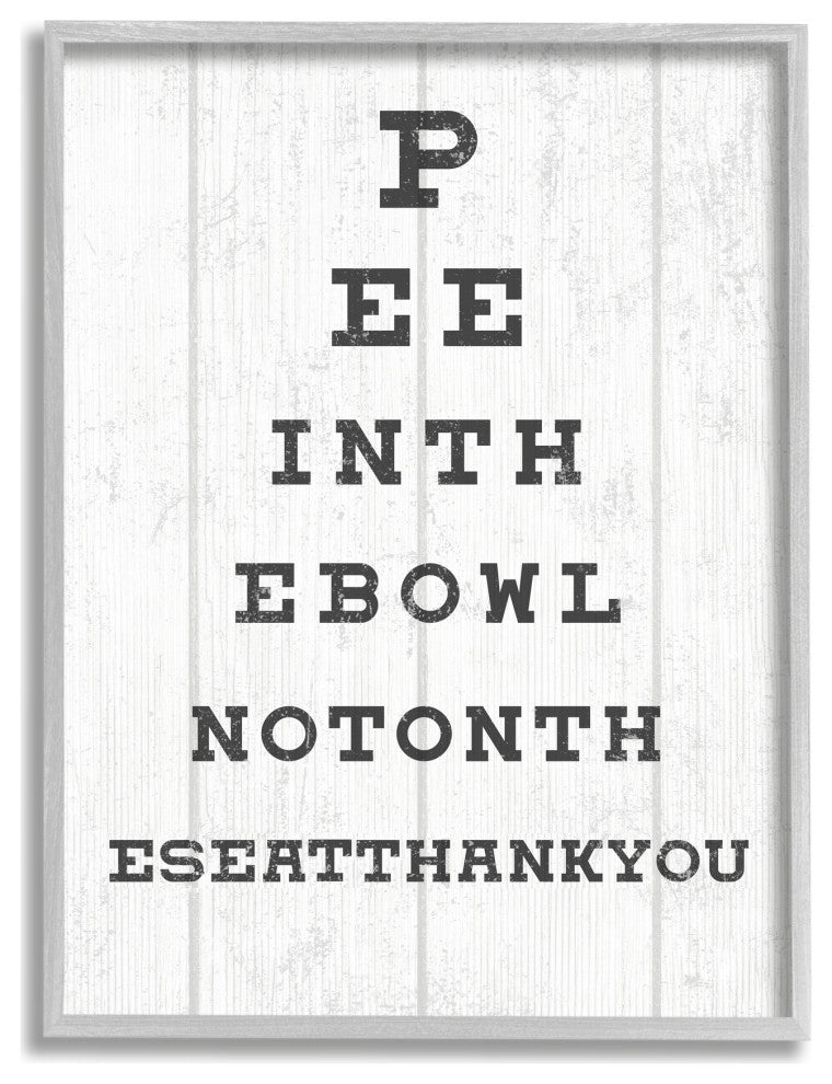 Bathroom Seeing Eye Chart Pee In the Bowl Phrase, 24 x 30