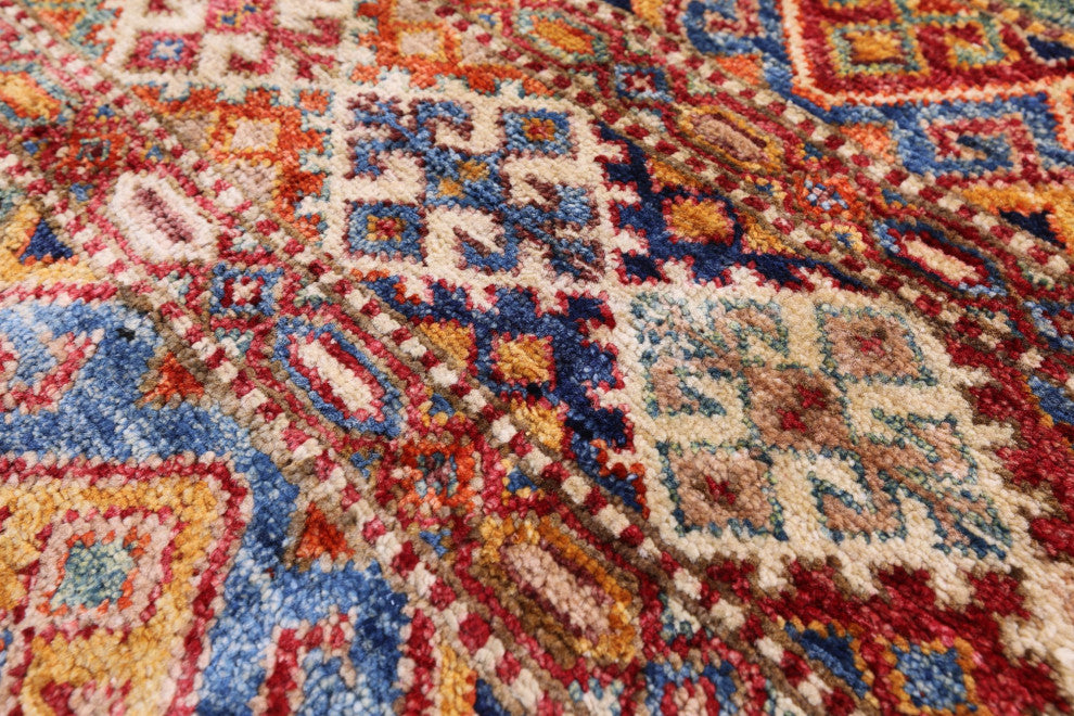 Handmade Khorjin Super Kazak Wool Rug 4' 0" X 6' 7" - Q12619