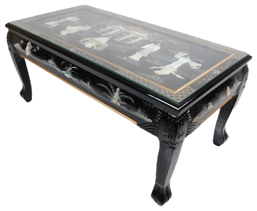 Ball and Claw Lacquer Mother of Pearl Inlaid Dragon Coffee Table