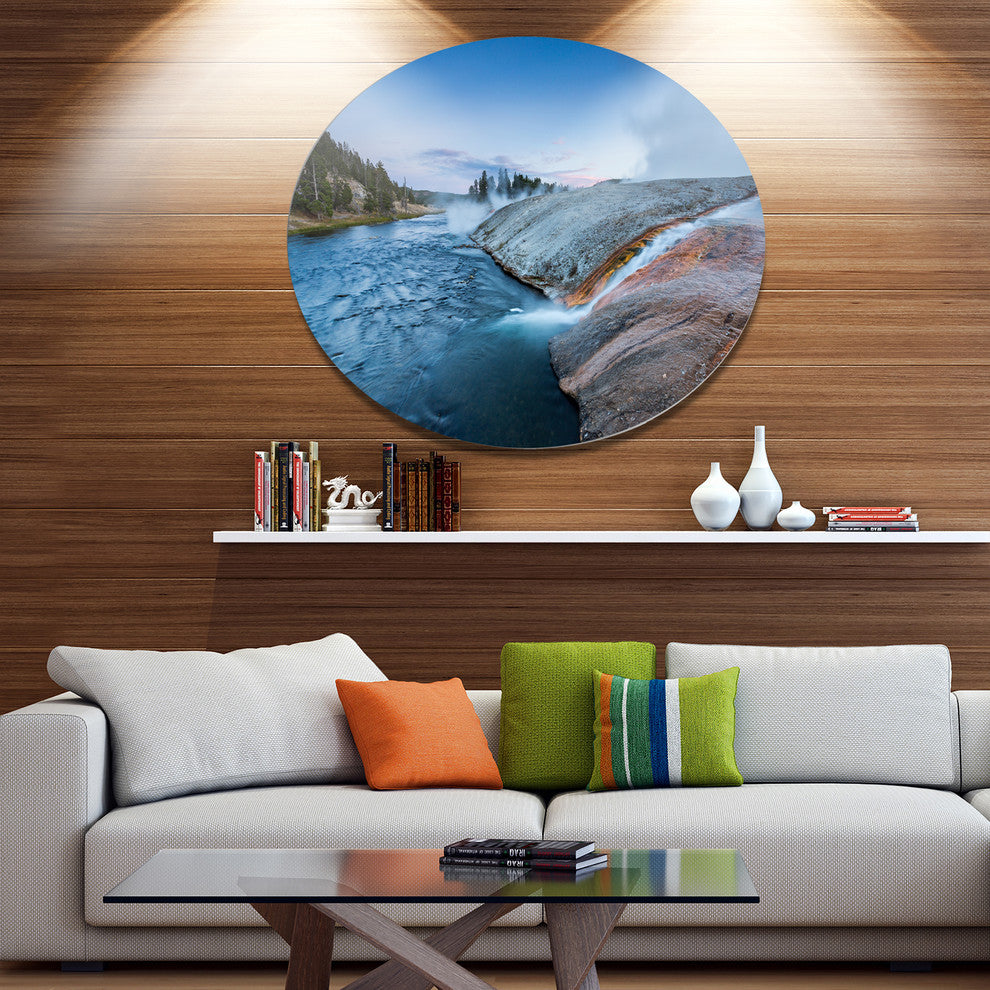 Midway Geyser Basin In Yellowstone, Seashore Disc Metal Wall Art, 36"
