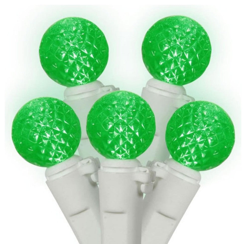 LED G12 Fashion Glow Christmas Lights, White Wire, Green
