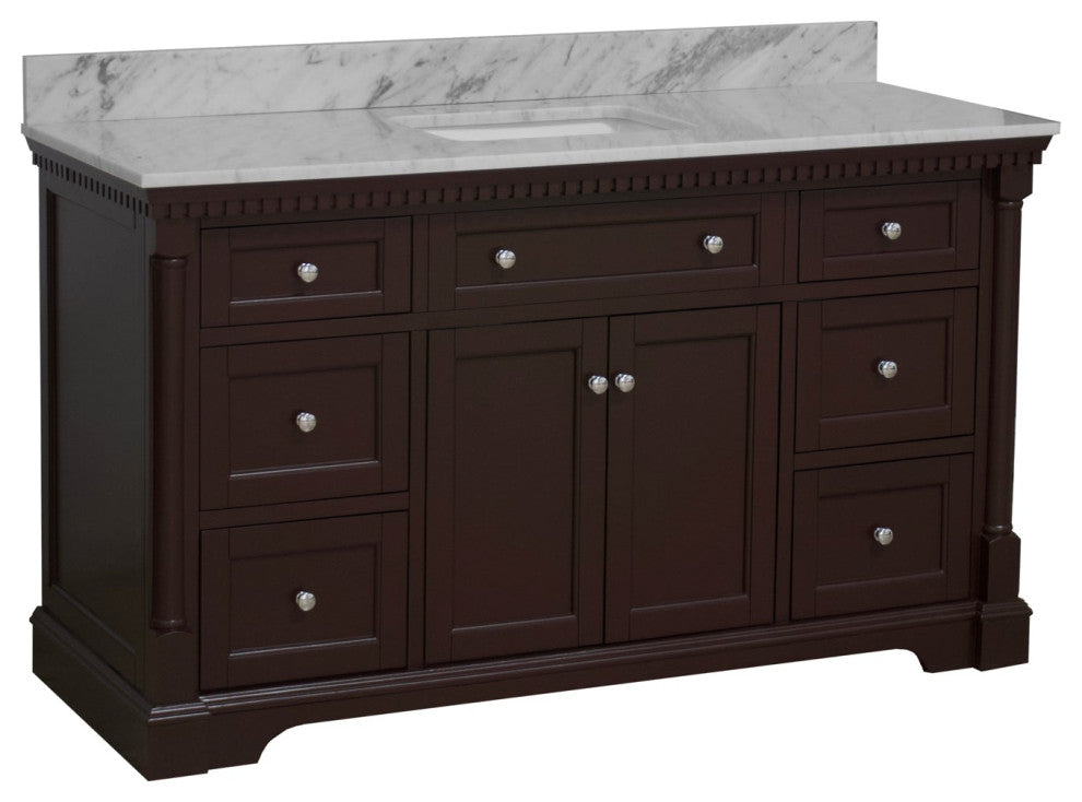 Sydney 60" Bathroom Vanity, Chocolate, Carrara Marble, Single Sink