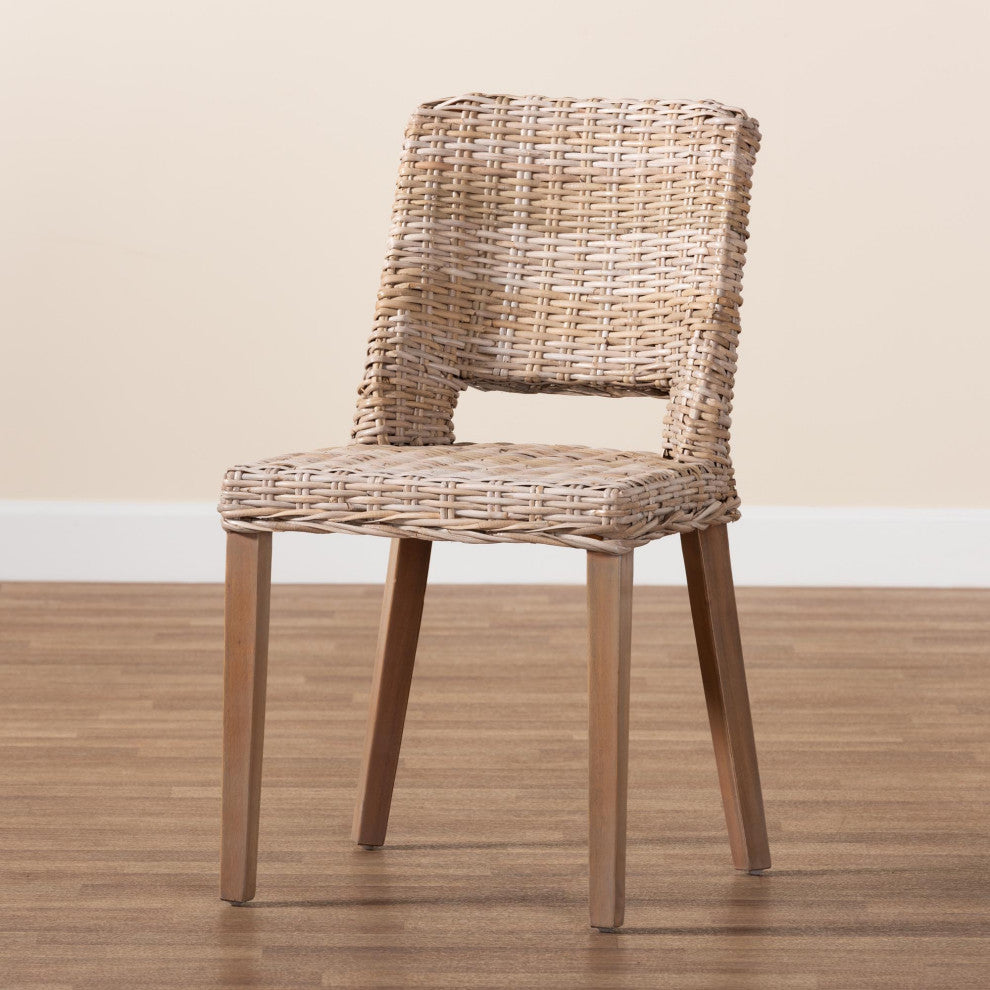 Denisse Modern Rattan and Wood Dining Chair