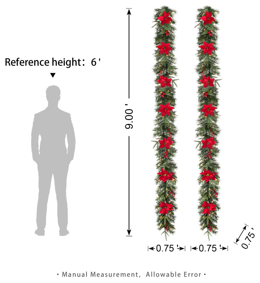 2-Pack 9' Pre-Lit Christmas Garland with Lights